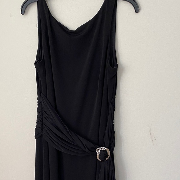 Chic Black Maxi Dress with Embellished Waist - Picture 1 of 7
